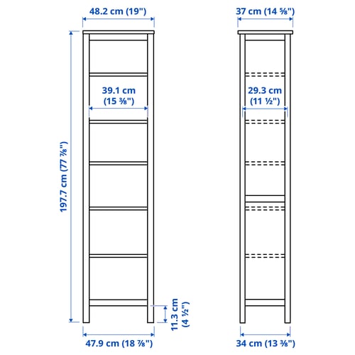 HEMNES Bibliothèque, teinté blanc, 19 1/4x77 1/2 "