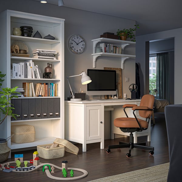 HEMNES Bibliothèque, teinté blanc, 35 3/8x77 1/2 "