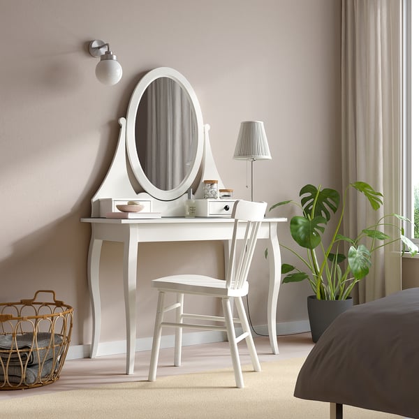 HEMNES Coiffeuse avec miroir, blanc, 39 3/8x19 5/8 "