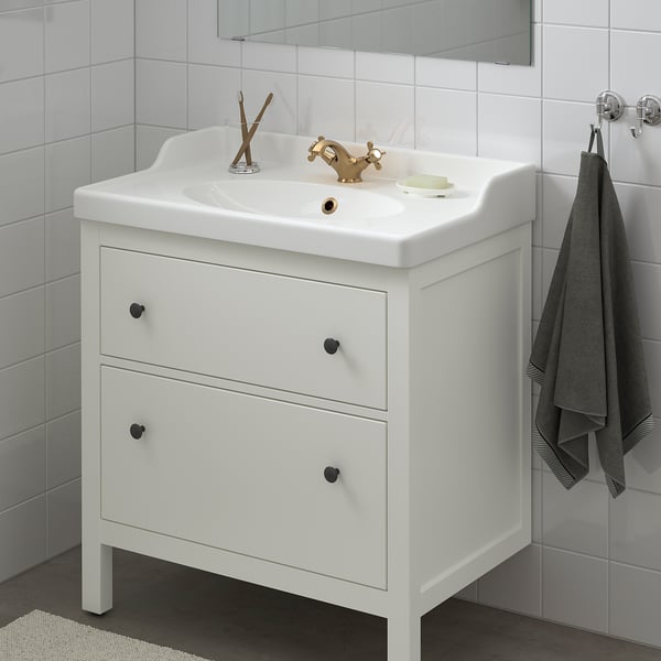 HEMNES Meuble-lavabo à tiroirs, blanc, 30x32 3/8 "