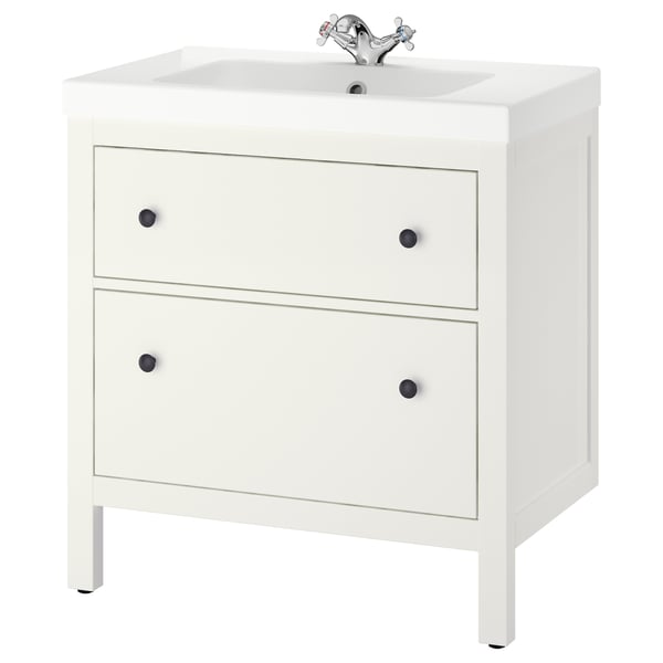 HEMNES / ORRSJÖN Meuble sdb avec tiroirs/lavabo, blanc, 31x21 3/4x34 7/8 "