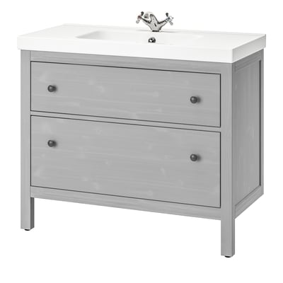HEMNES / ORRSJÖN Meuble sdb avec tiroirs/lavabo, gris, 37x21 3/4x34 7/8 "
