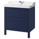 HEMNES / RUTSJÖN Meuble sdb avec tiroirs/lavabo, bleu, 31 3/8x21 7/8x37 "
