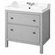 HEMNES / RUTSJÖN Meuble sdb avec tiroirs/lavabo, gris, 31 3/8x21 7/8x37 "