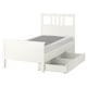 HEMNES Struct lit+2 btes de rangement, teinté blanc/Lyngör blanc, 1 place