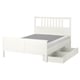 HEMNES Struct lit+2 btes de rangement, teinté blanc/Lyngör blanc, Grand 2 places