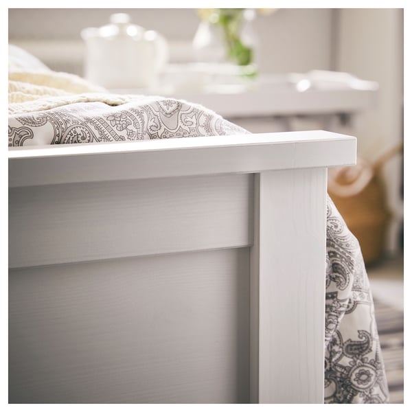 HEMNES Struct lit+2 btes de rangement, teinté blanc, Très grand 2 places