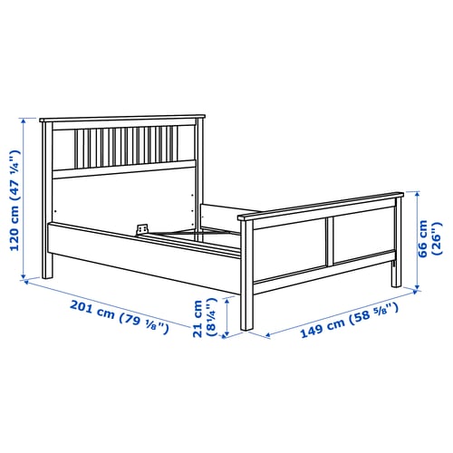 HEMNES Structure de lit, teinté blanc, Deux places