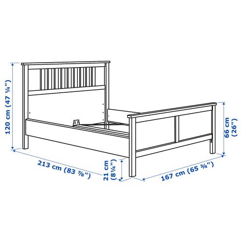 HEMNES Structure de lit, teinté blanc, Grand 2 places