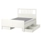 HEMNES Structure lit+4 tiroirs, teinté blanc/Lyngör blanc, Deux places