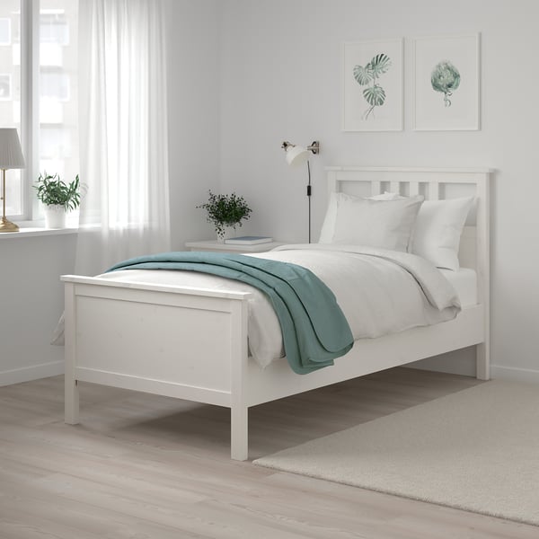 HEMNES Structure lit, teinté blanc, 1 place