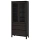 HEMNES Vitrine à trois tiroirs, brun-noir, 35 3/8x77 1/2 "