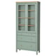 HEMNES Vitrine à trois tiroirs, gris-vert/teinté brun clair, 35 3/8x77 1/2 "