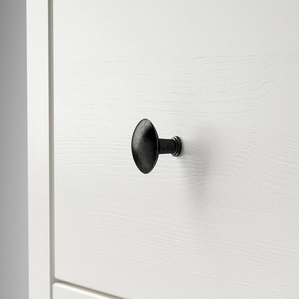 HEMNES Vitrine à trois tiroirs, teinté blanc/brun clair, 35 3/8x77 1/2 "