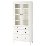 HEMNES Vitrine à trois tiroirs, teinté blanc, 35 3/8x77 1/2 "