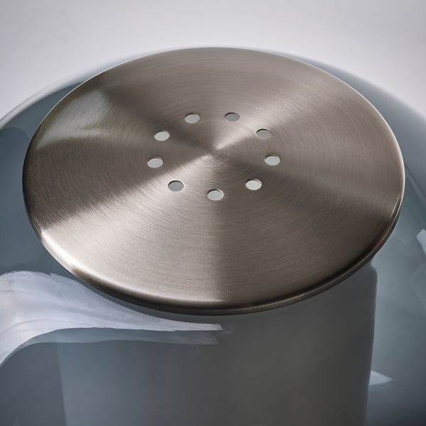 HÖGVIND Lampe de table, nickelé/gris verre