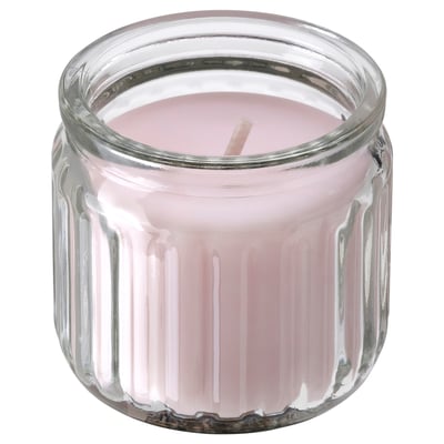 HÖKGÖK Bougie parfumée en verrine, fleurs roses rose clair, 12 hr
