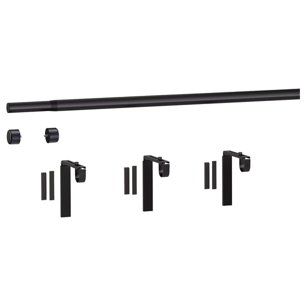HUGAD Ens. tringle à rideaux, console mur/plafond/avec embouts blanc, 47 ¼-82 ¾ "