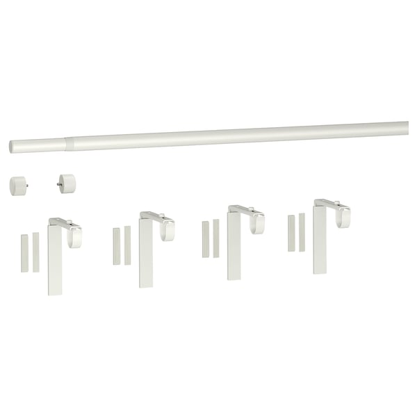 HUGAD Ens. tringle à rideaux, console mur/plafond/avec embouts blanc, 82 ¾-151 ½ "