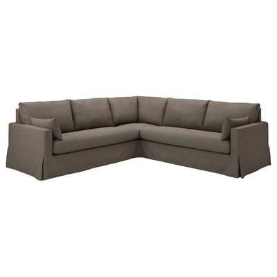 HYLTARP Canapé d'angle, 4 places, Gransel gris-brun