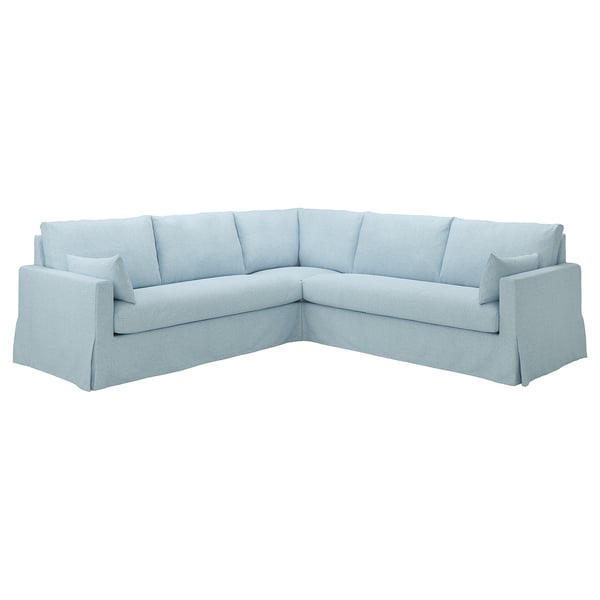 HYLTARP Canapé d'angle, 4 places, Kilanda bleu pâle