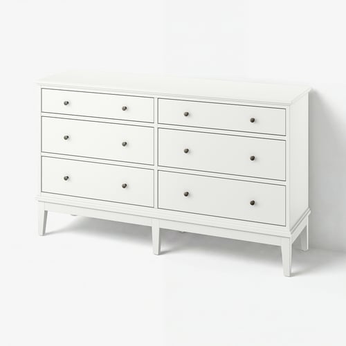IDANÄS Commode à 6 tiroirs, blanc, 63 3/4x19 5/8x37 3/8 "