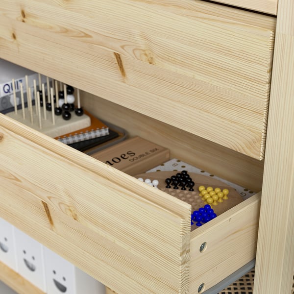IVAR 1 section, pin/avec 5 tablettes avec 2 tiroirs, 35x11 3/4x70 1/2 "