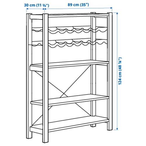 IVAR 1 section/tablettes/rge-bouteilles, pin, 35x11 3/4x48 7/8 "