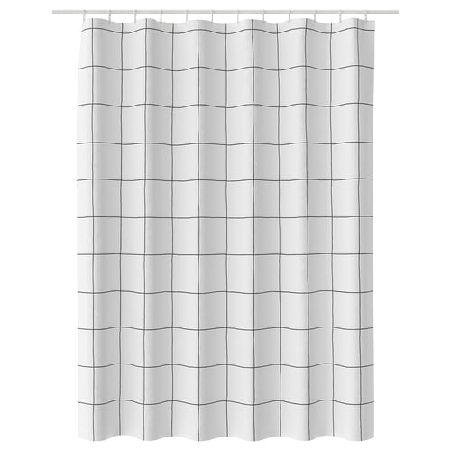 JÄMTSTARR Rideau de douche, blanc/carreaux, 72x72 "