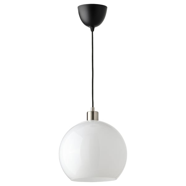 JÄRPLIDEN Suspension, blanc verre/nickelé, 12 "