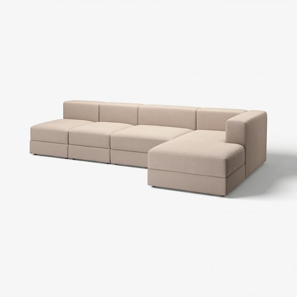 JÄTTEBO Canapé modulaire 4,5 pl+méridienne, droite/Samsala gris-beige