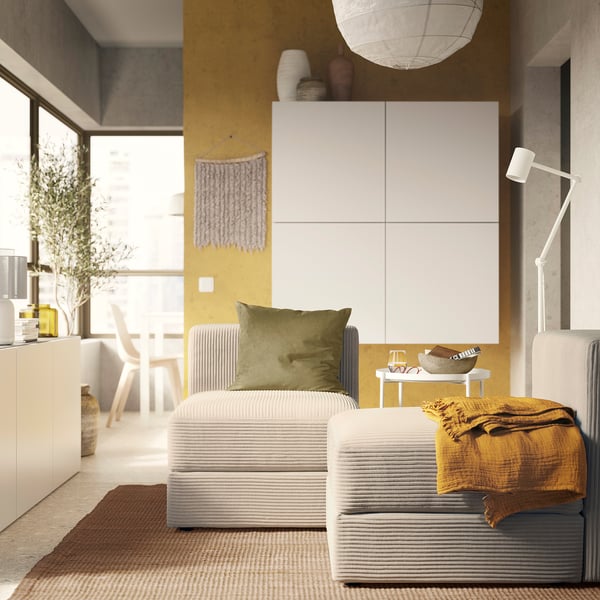 JÄTTEBO Module 1 place avec rangement, Samsala gris-beige