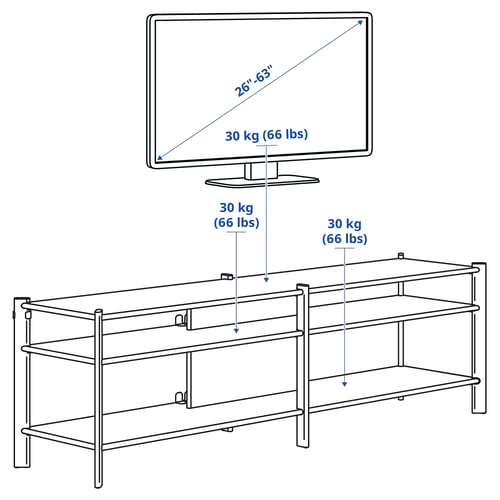 JÄTTESTA Meuble télé, noir, 63x15 3/4x19 1/4 "
