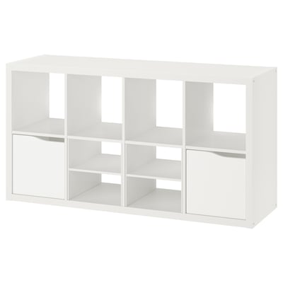 KALLAX Étagère, à 2 portes avec accessoire 2 tablettes/en forme de vague blanc, 57 5/8x30 1/8 "
