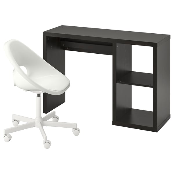 KALLAX / LOBERGET Bureau et chaise, brun-noir/blanc