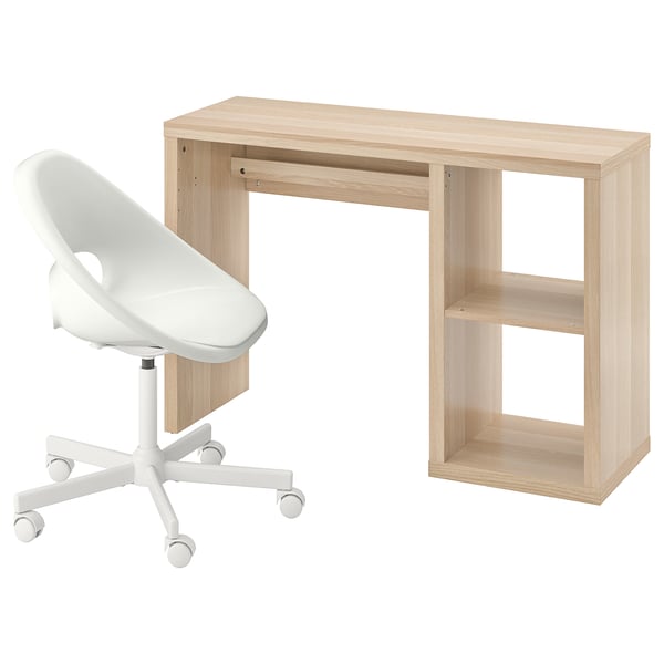 KALLAX / LOBERGET Bureau et chaise, effet chêne blanchi/blanc