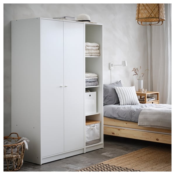 KLEPPSTAD Armoire-penderie 2 portes, blanc, 31 1/4x21 5/8x69 1/4 "