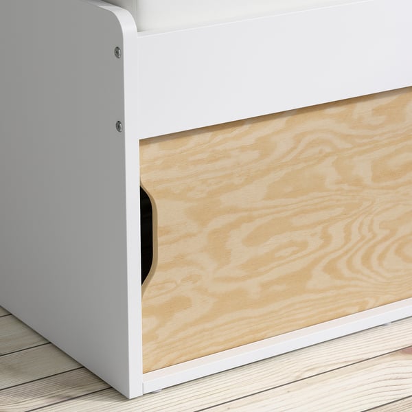 KLIPPUGGLA Structure lit avec rangement, blanc, 1 place