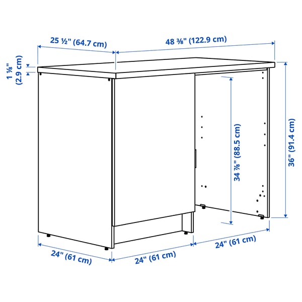 KNOXHULT Armoire inf à porte+espace ouvert, blanc, 48x24x36 "