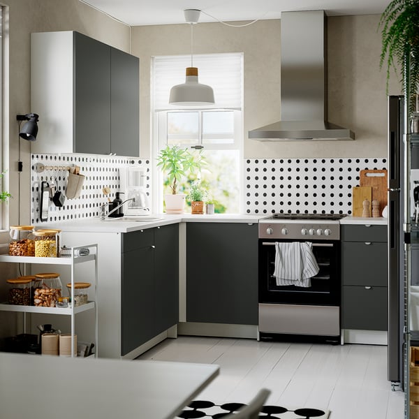 KNOXHULT Cuisine d'angle, gris foncé