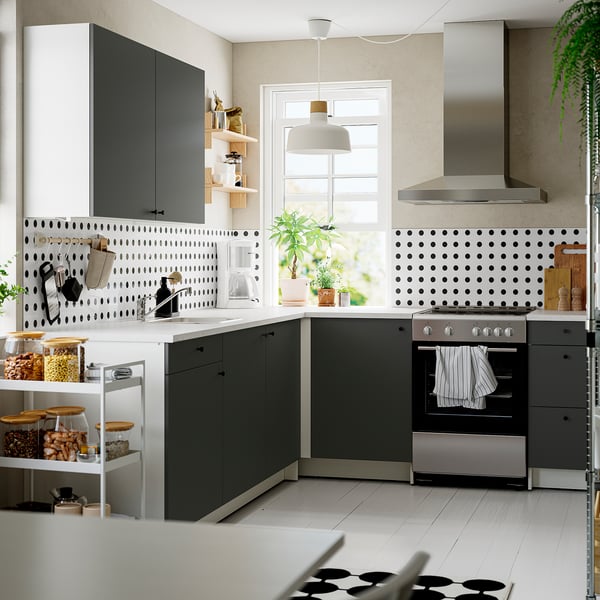KNOXHULT Cuisine d'angle, gris foncé