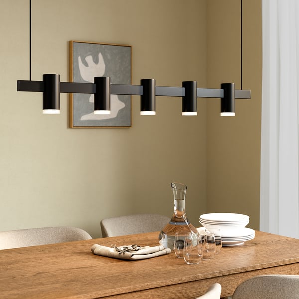 KRANSALG Suspension à 5 lampes, noir, 44 "