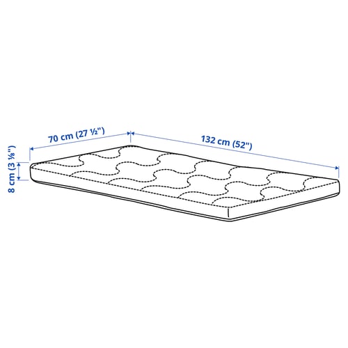 KRUMMELUR Matelas mousse pour lit de bébé, 27 1/2x52 "