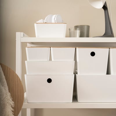 KUGGIS Bac avec couvercle, blanc, 10 ¼x13 ¾x6 "