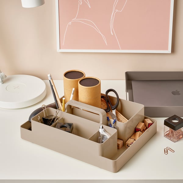 KUGGIS Range-tout de bureau, 2 pièces, gris-beige/beige-gris foncé, 10 ¼x13 ¾x6 ¼ "