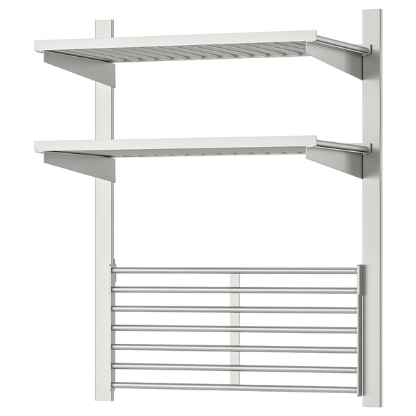 KUNGSFORS Rail susp avec tabl et gril mur, acier inox