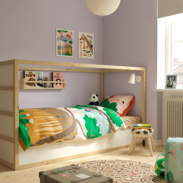 KURA Lit haut/bas, blanc/pin, 1 place