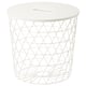 KVISTBRO Table à rangement intégré, blanc, 17 3/8 "
