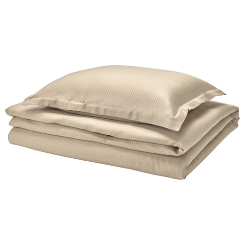 LÄKEVÄNDEROT Housse de couette et taie(s), beige, 1 place