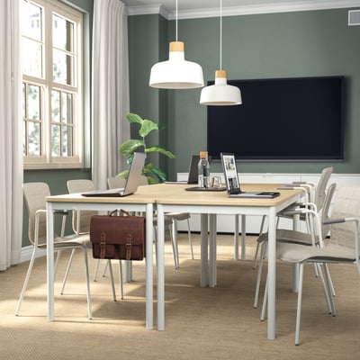 LÄKTARE Chaise conférence, beige clair/blanc